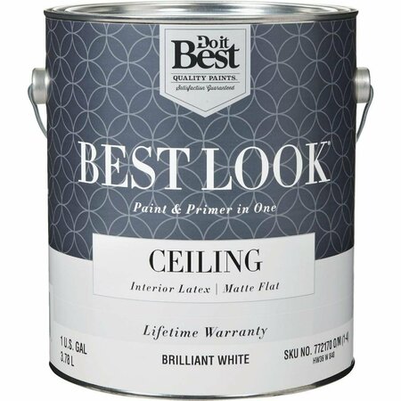 ALL-SOURCE Best Look Latex Paint & Primer In One Matte Flat Ceiling Paint, Brilliant White, 1 Gal. HW36W0840-16